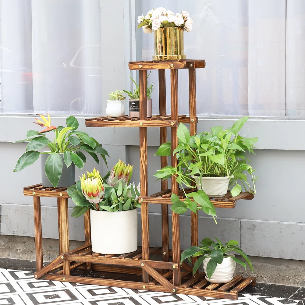 6 Tiered Wood Plant Stand