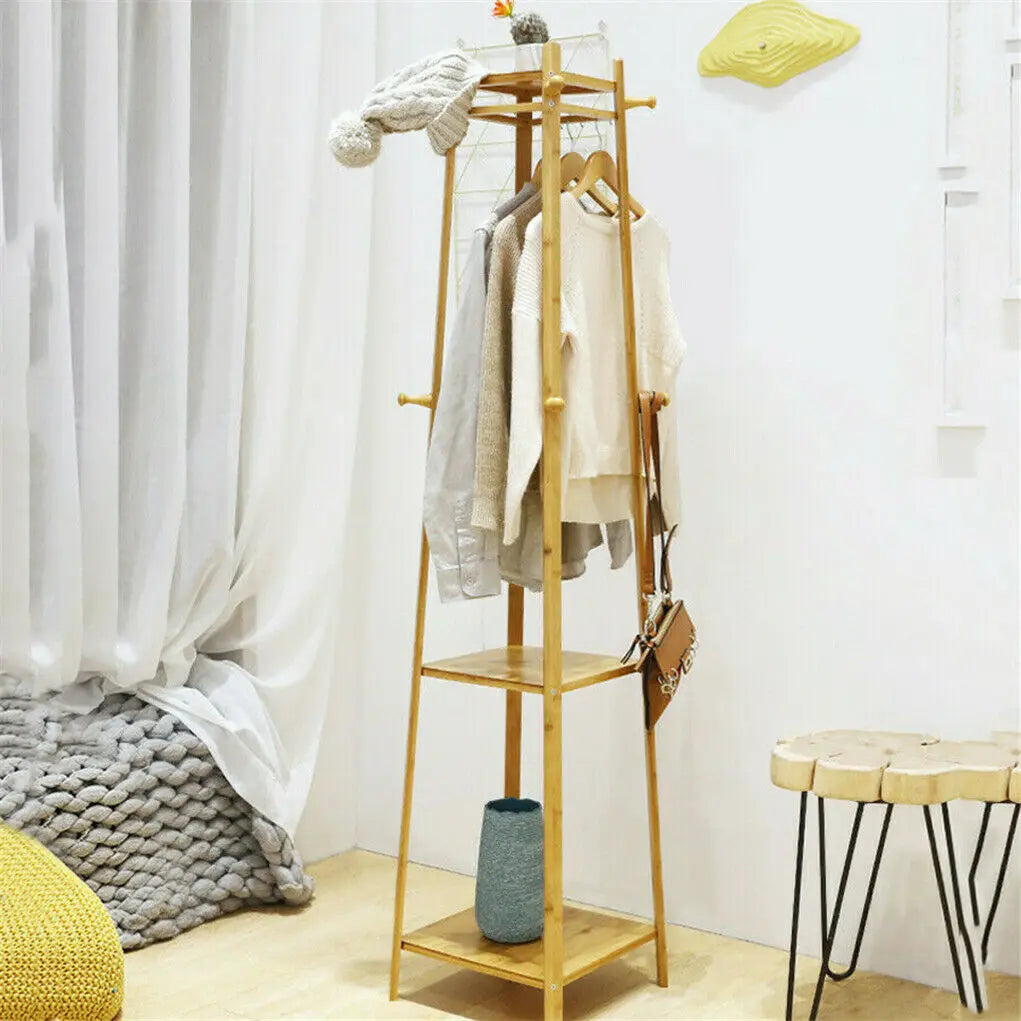 Free Standing Bamboo Coat Rack