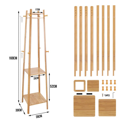 Free Standing Bamboo Coat Rack