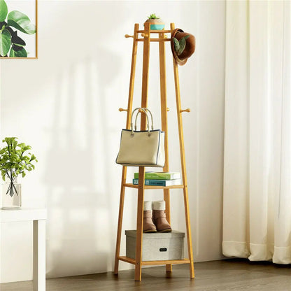 Free Standing Bamboo Coat Rack