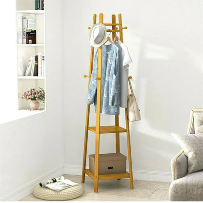 Free Standing Bamboo Coat Rack