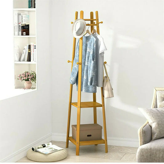 Free Standing Bamboo Coat Rack