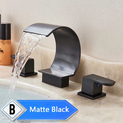 Bright Golden Waterfall Basin Faucet