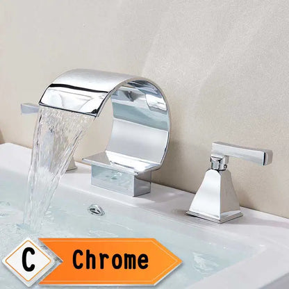 Bright Golden Waterfall Basin Faucet