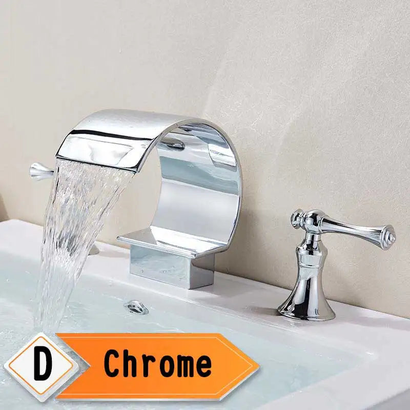 Bright Golden Waterfall Basin Faucet