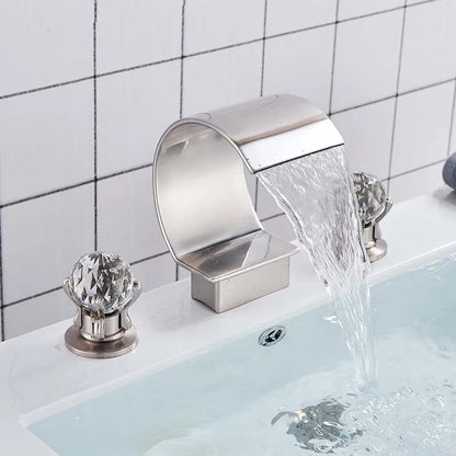 Bright Golden Waterfall Basin Faucet