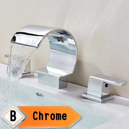 Bright Golden Waterfall Basin Faucet