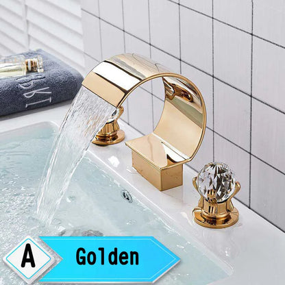 Bright Golden Waterfall Basin Faucet