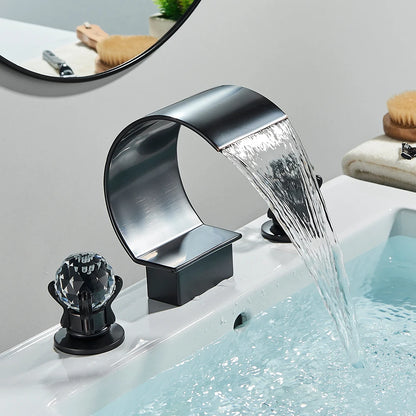 Bright Golden Waterfall Basin Faucet