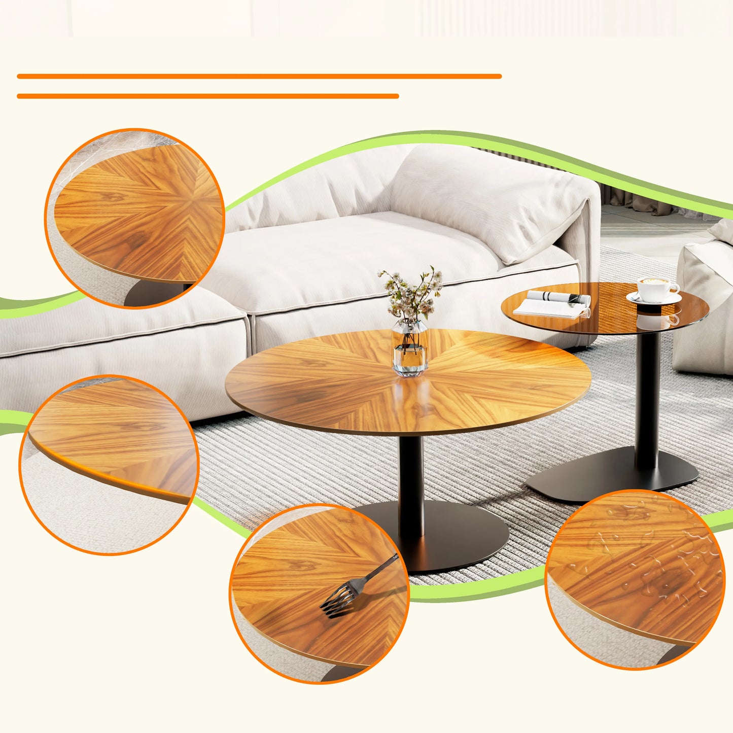 Set Of 2 Round Coffee Table