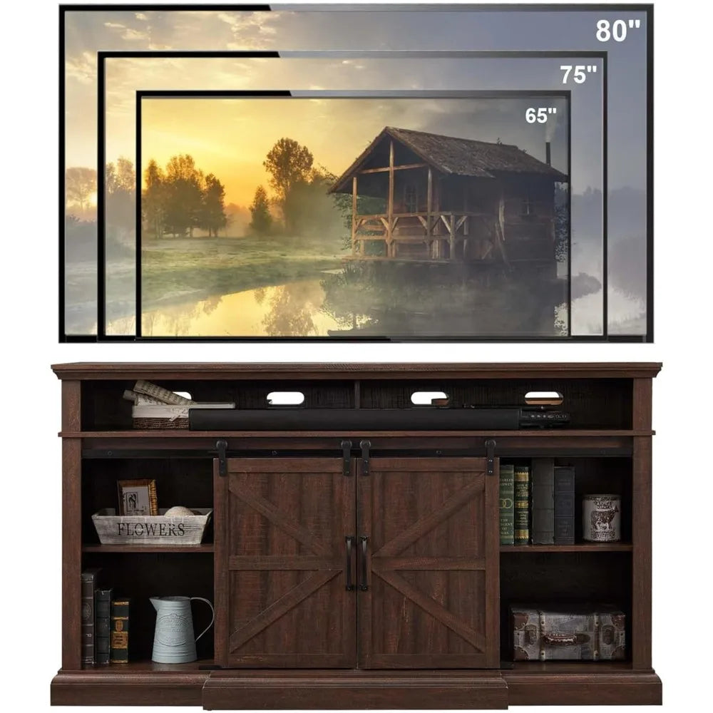 Farmhouse Entertainment Center w/Storage Cabinets