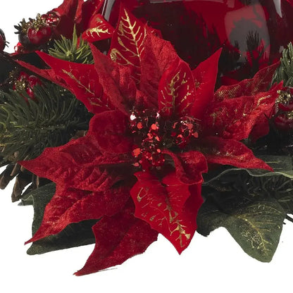 Holiday Cheer Red Poinsettia Berry Candle Holder