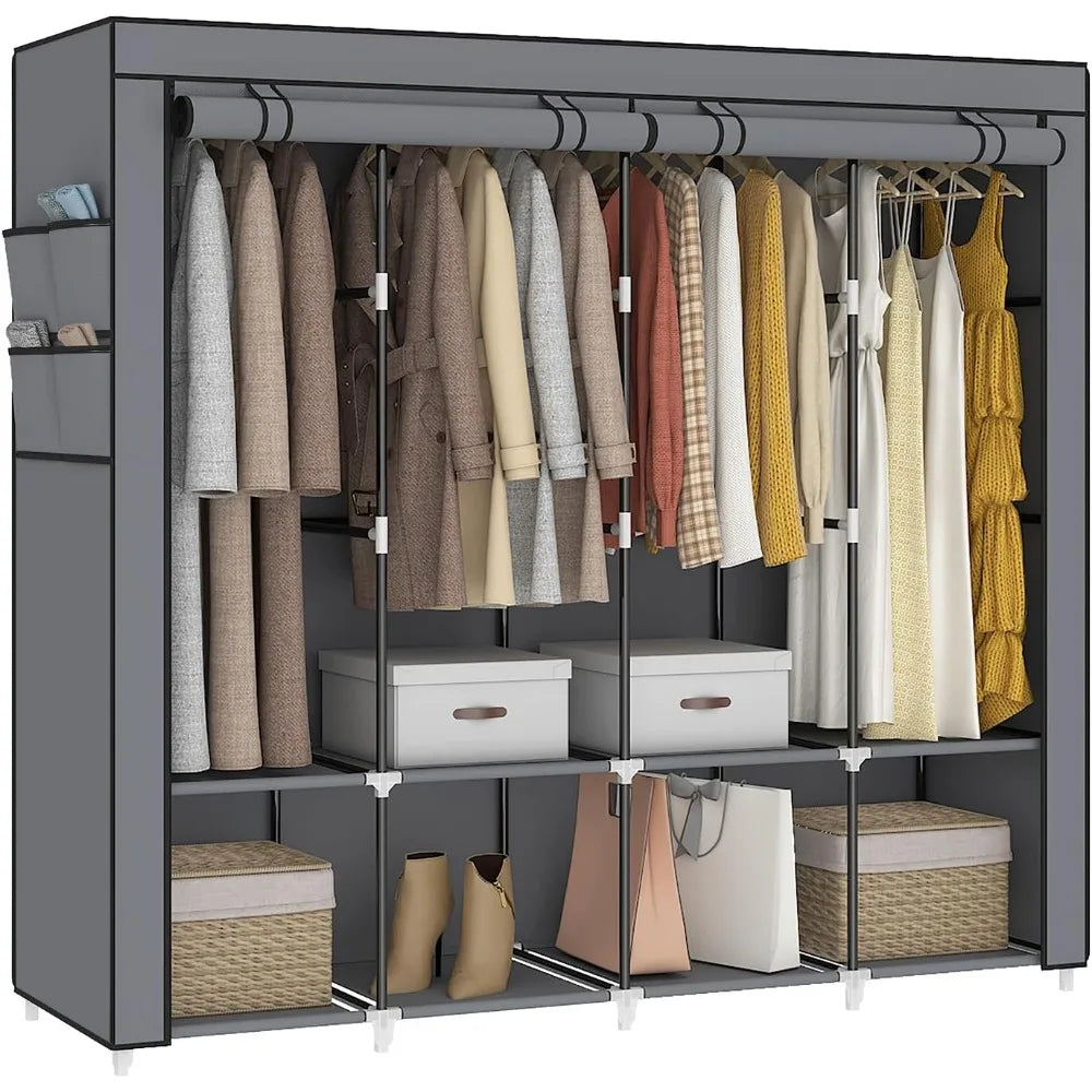 Portable Closet Wardrobe for Hanging Clothes,