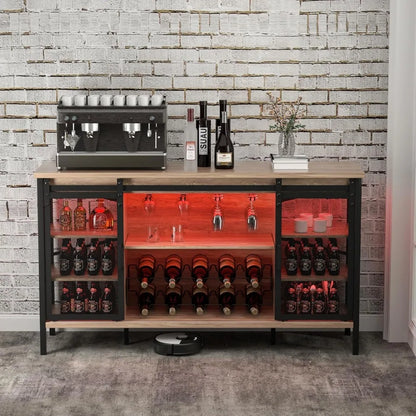 Farmhouse Bar  with Wine Rack/Dark R