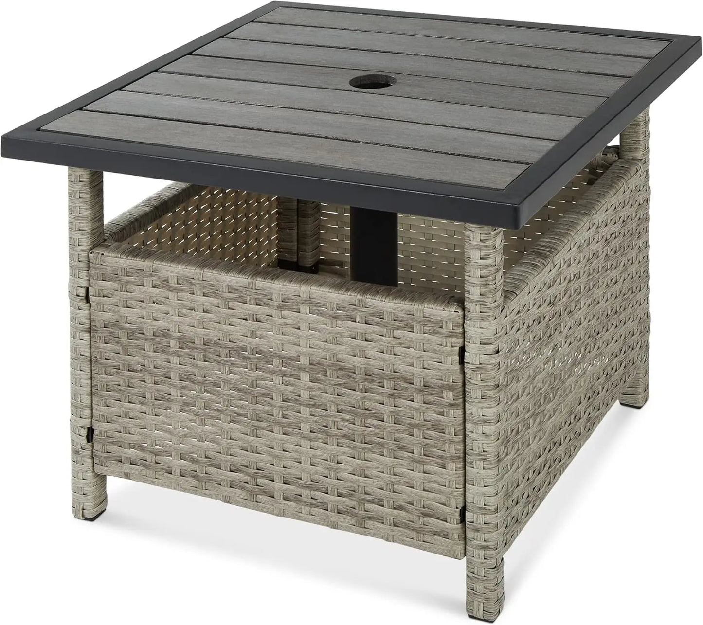 Wicker Side Table with Umbrella Hole