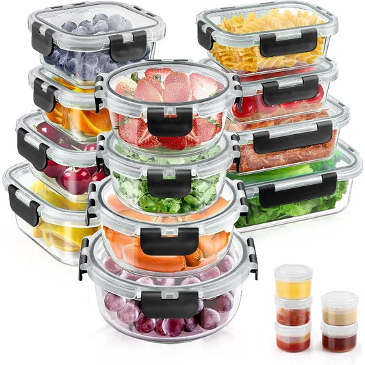 34pcs Glass Food Storage Containers