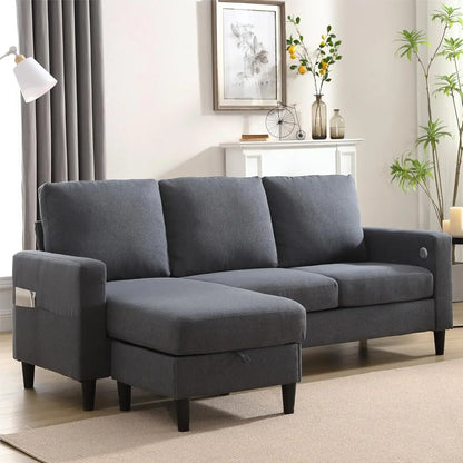 Convertible Sectional Linen Sofa