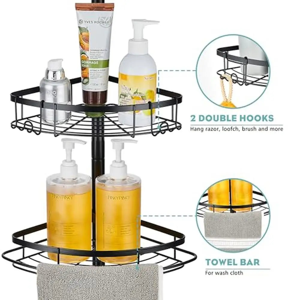 Stainless Steel Corner Shower Caddy Tension Pole