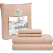 1000 Thread Count Sheet Set for Queen Bed in peach color, showcasing soft and luxurious bedding.