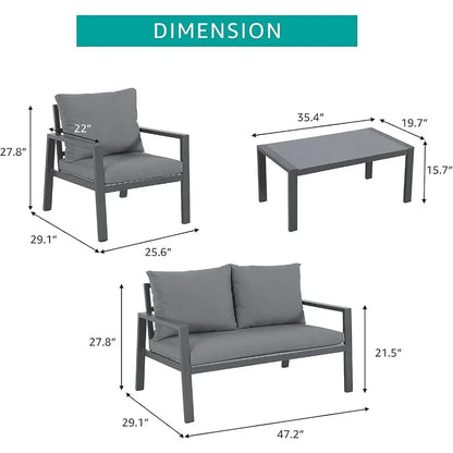 4-Piece Aluminum Outdoor Patio Furniture