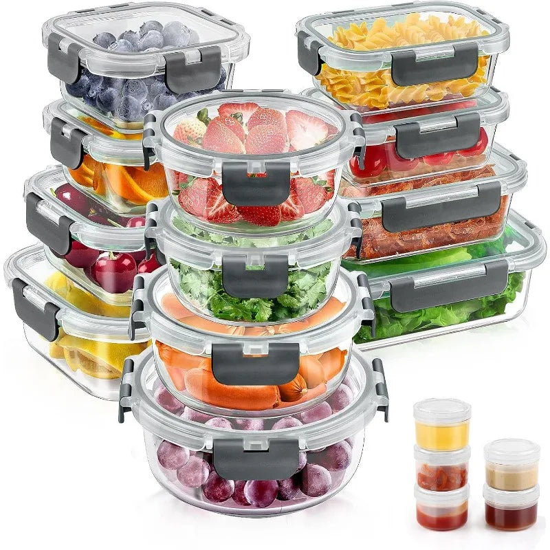 34pcs Glass Food Storage Containers