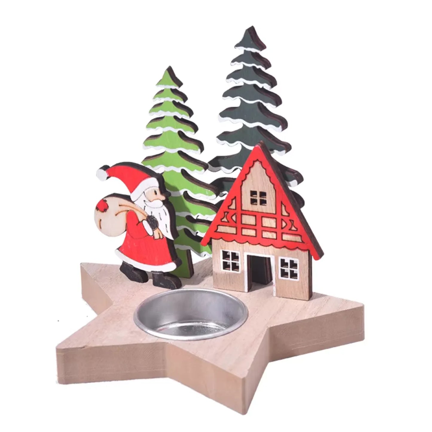 Christmas Decoration Wooden Candle Holder