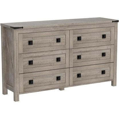 Farmhouse 6 Drawers Dresser for Bedroom