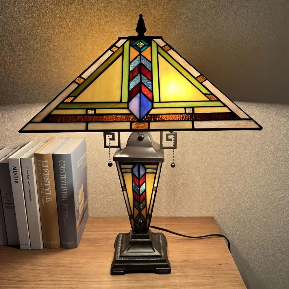 Mission Style Stained Glass Table Lamp