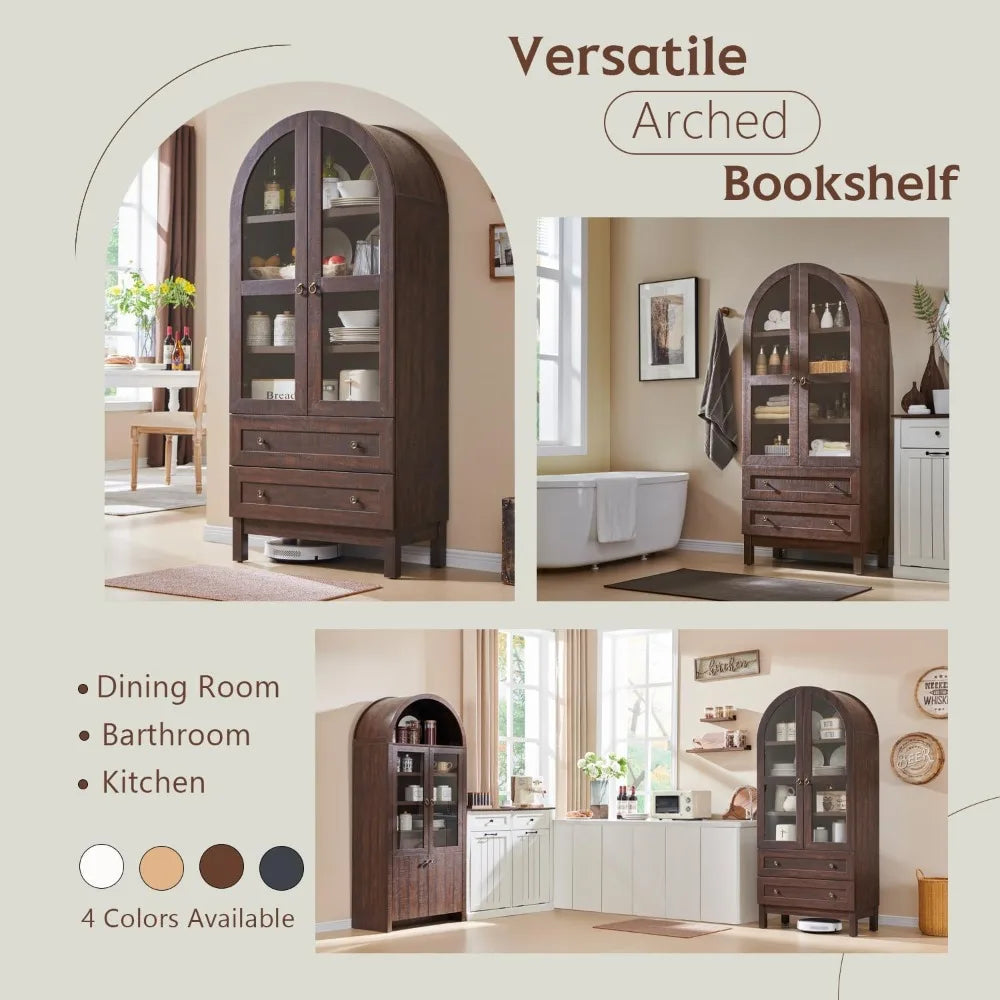 Tall Arched Bookshelf, 4-Tier