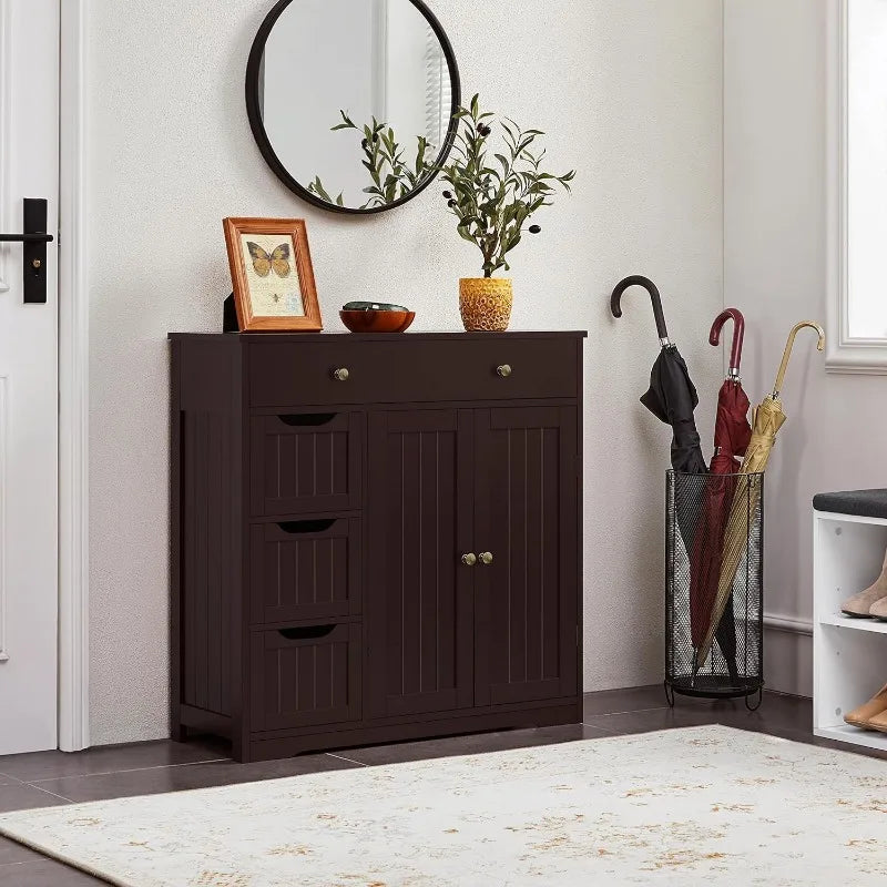 Storage Cabinet with 4 Drawers 2 Doors