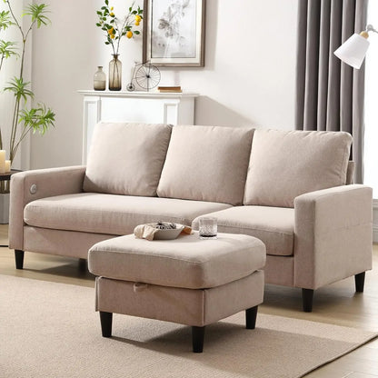 Convertible Sectional Linen Sofa