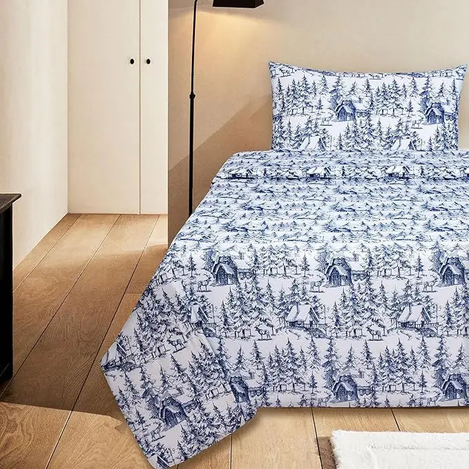 100% Cotton Printed Flannel Bed Sheet Set