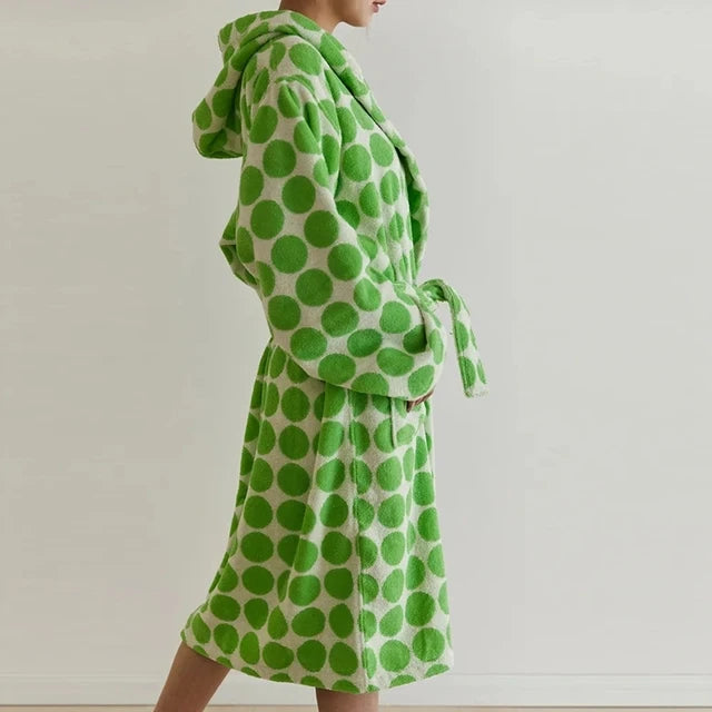 Luxurious Retro Checkerboard Cotton Bathrobe