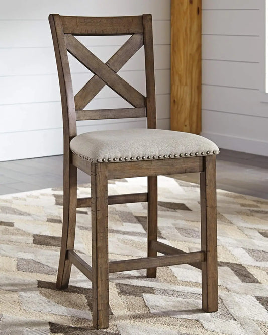 Rustic Farmhouse 24.5" Upholstered Barstool, 2 Count