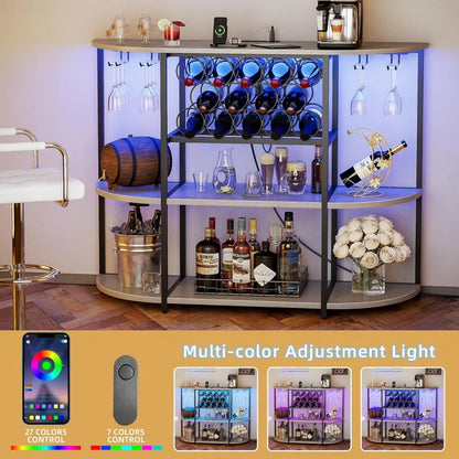 Wine Bar Cabinet with LED Lights