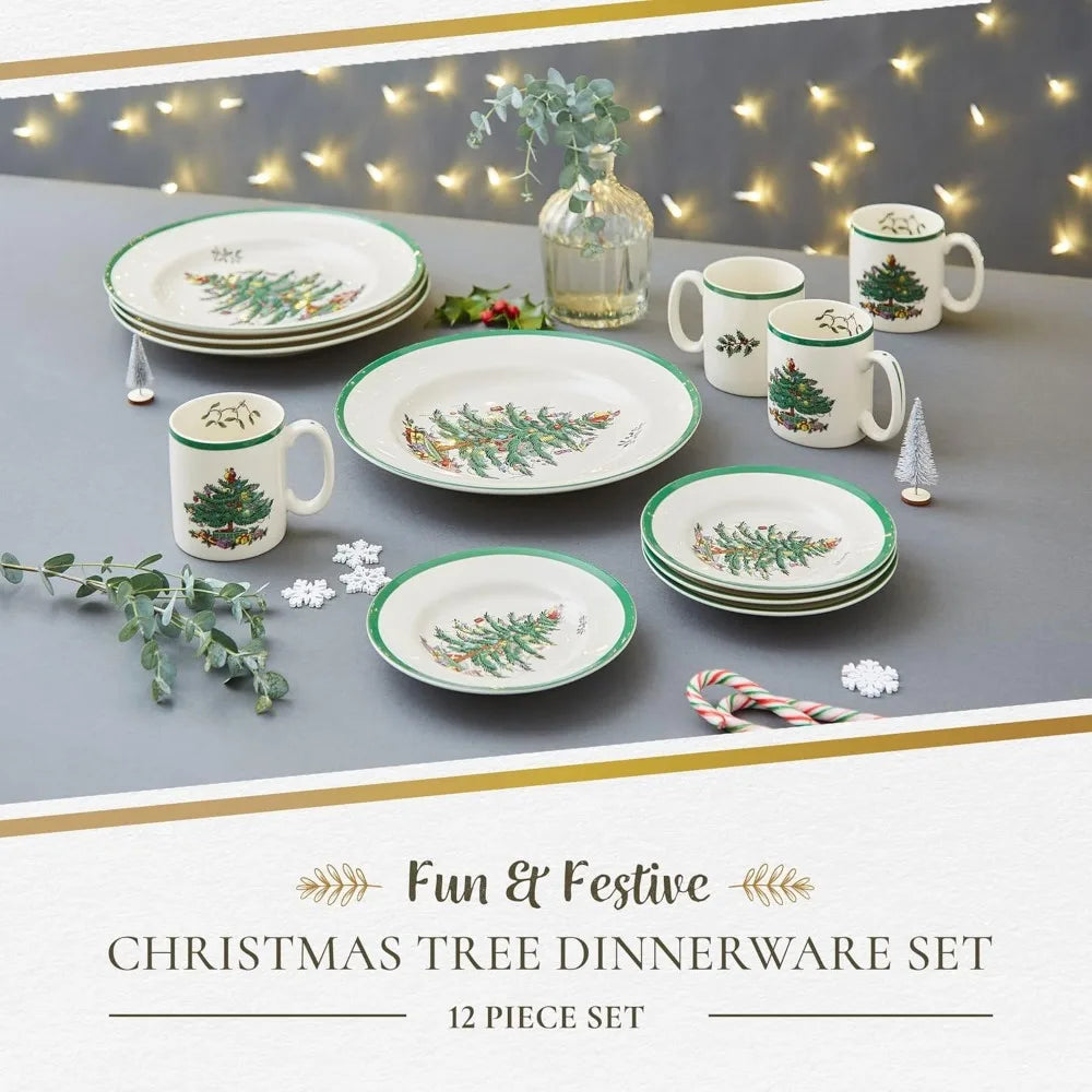 Christmas Tree 12 Piece Dinnerware Set