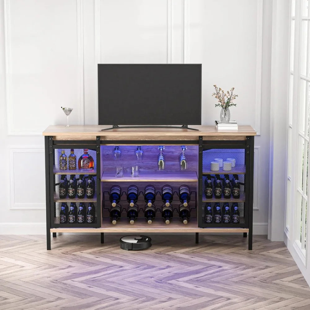 Farmhouse Bar  with Wine Rack/Dark R