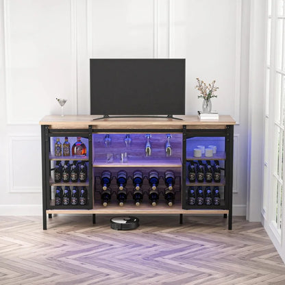 Farmhouse Bar  with Wine Rack/Dark R