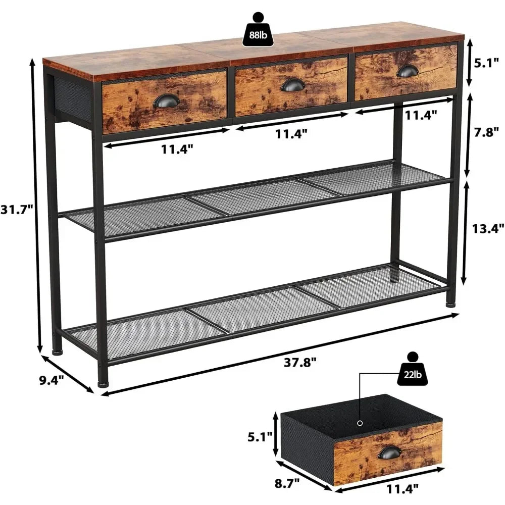 Entry Way Table with Storage Display Shelves