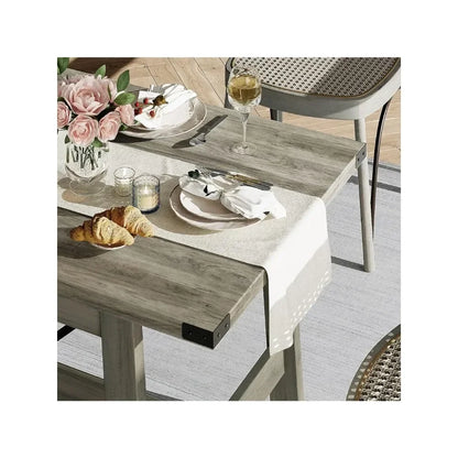 Farmhouse Dining Table with Wooden Legs