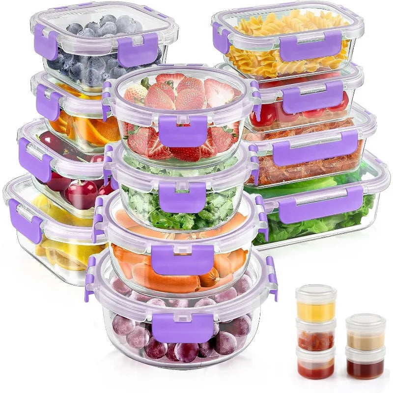 34pcs Glass Food Storage Containers