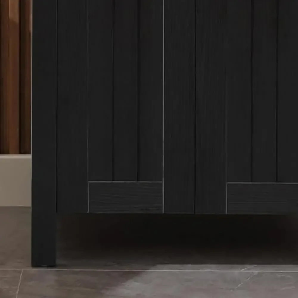 Black Wood Vanity with Ceramic Vessel Sink