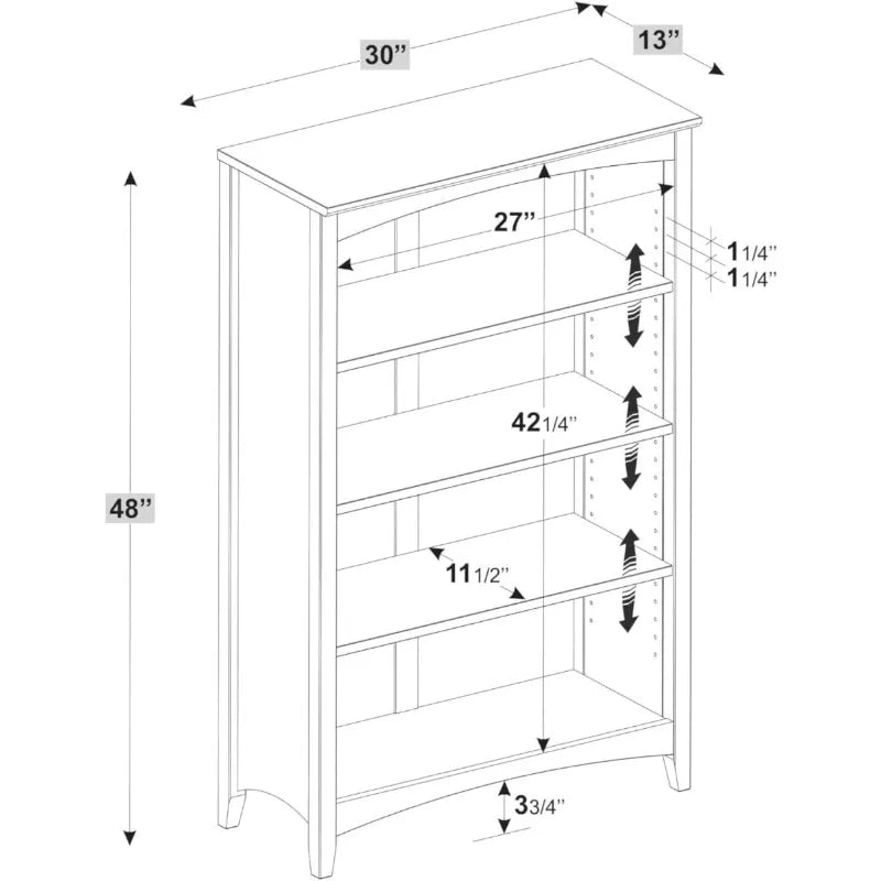 Shaker Style 4 Shelf Bookcase