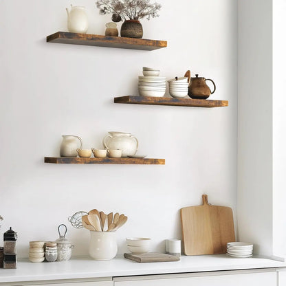 Wall Mounted Rustic Floating Wood Shelves