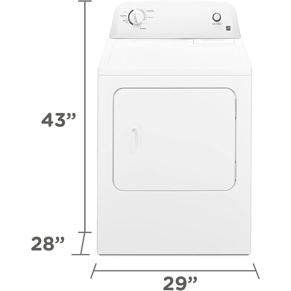 Electric Dryer with Wrinkle Guard and Auto Dry, Electric Laundry Drying Machine 6.5 cu. Ft. Capacity White