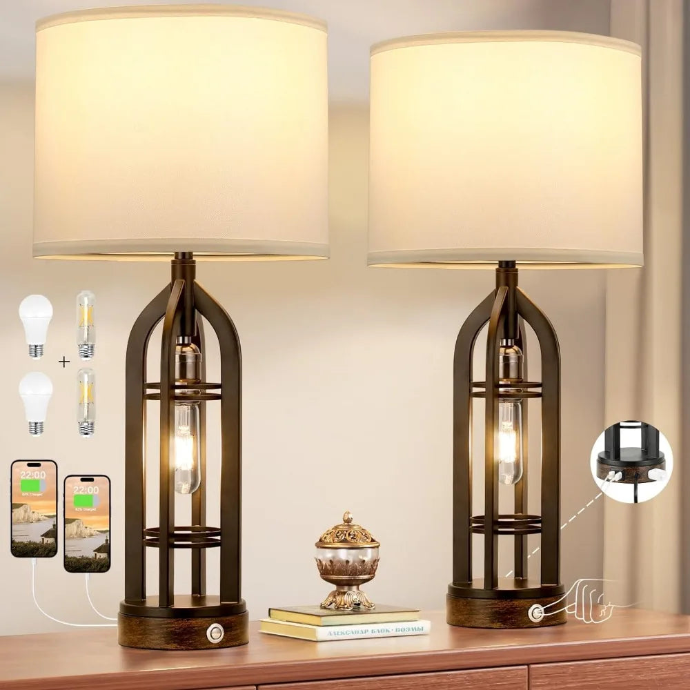 Lamps Set of 2 with USB C+A & Outlet