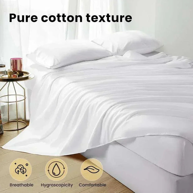 Luxury 100% Egyptian cotton sheet set with 1200 thread count displayed on a bed, highlighting breathable and comfortable texture.