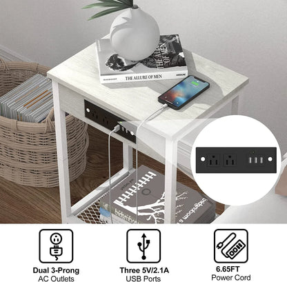 Set of 2 Nightstands  with Charging Station