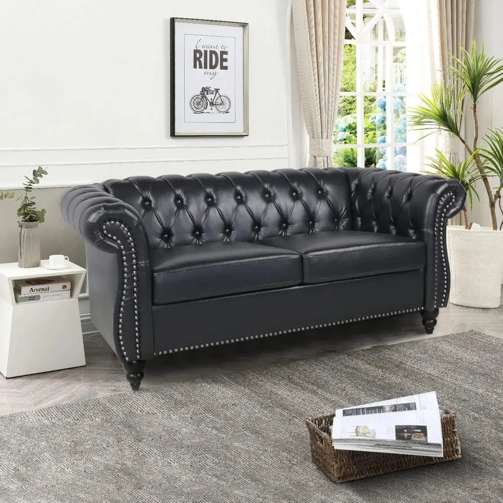 Chesterfield Loveseat Leather, Modern Couch