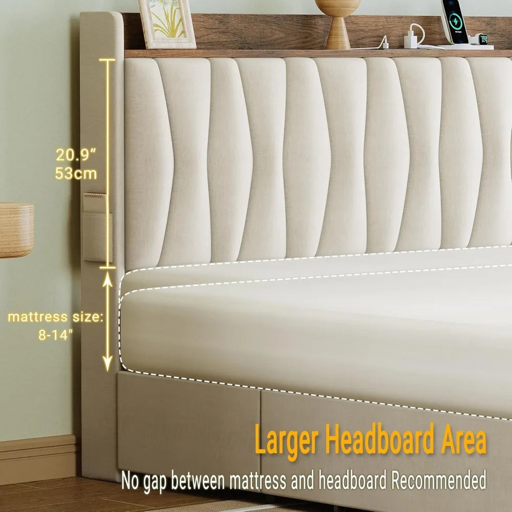 King Size Bed Frame Storage Headboard